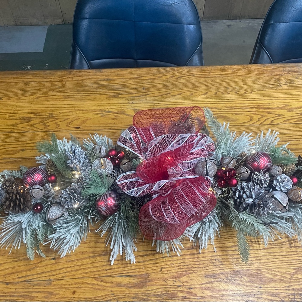 Festive Holiday Table Centerpiece with Red Accents